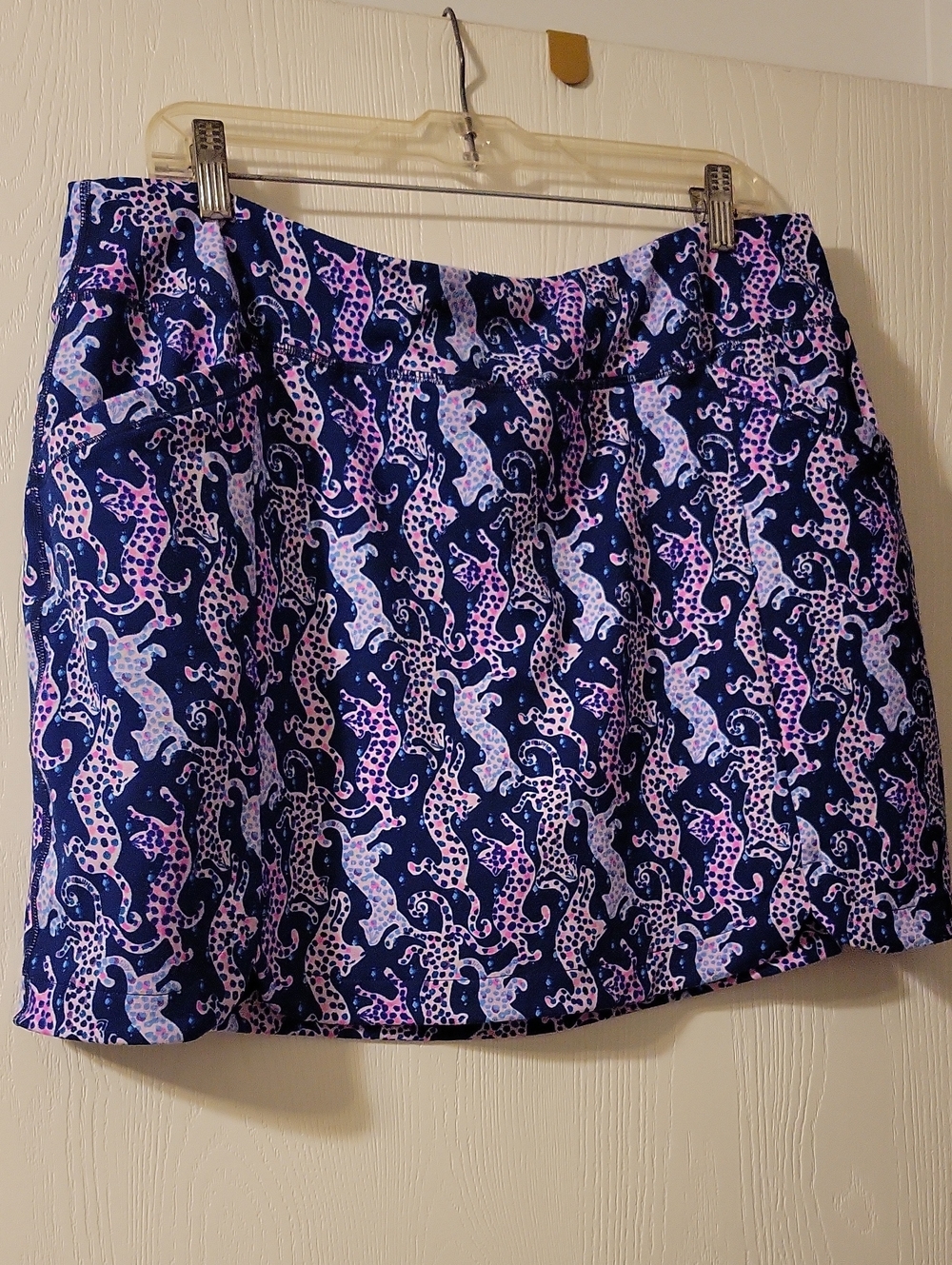 Lilly Pulitzer Navy Pink Kitty Cat Leopars Patterned Women’s Skort